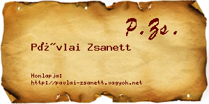 Pávlai Zsanett névjegykártya